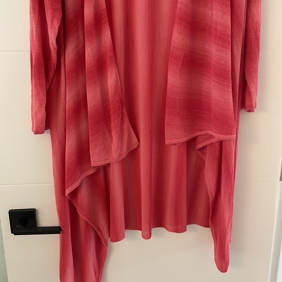Amazing Long Line Boho Lightweight Open Duster Red Ombre Shade Relaxed Fit Sz 3X - Picture 2 of 7